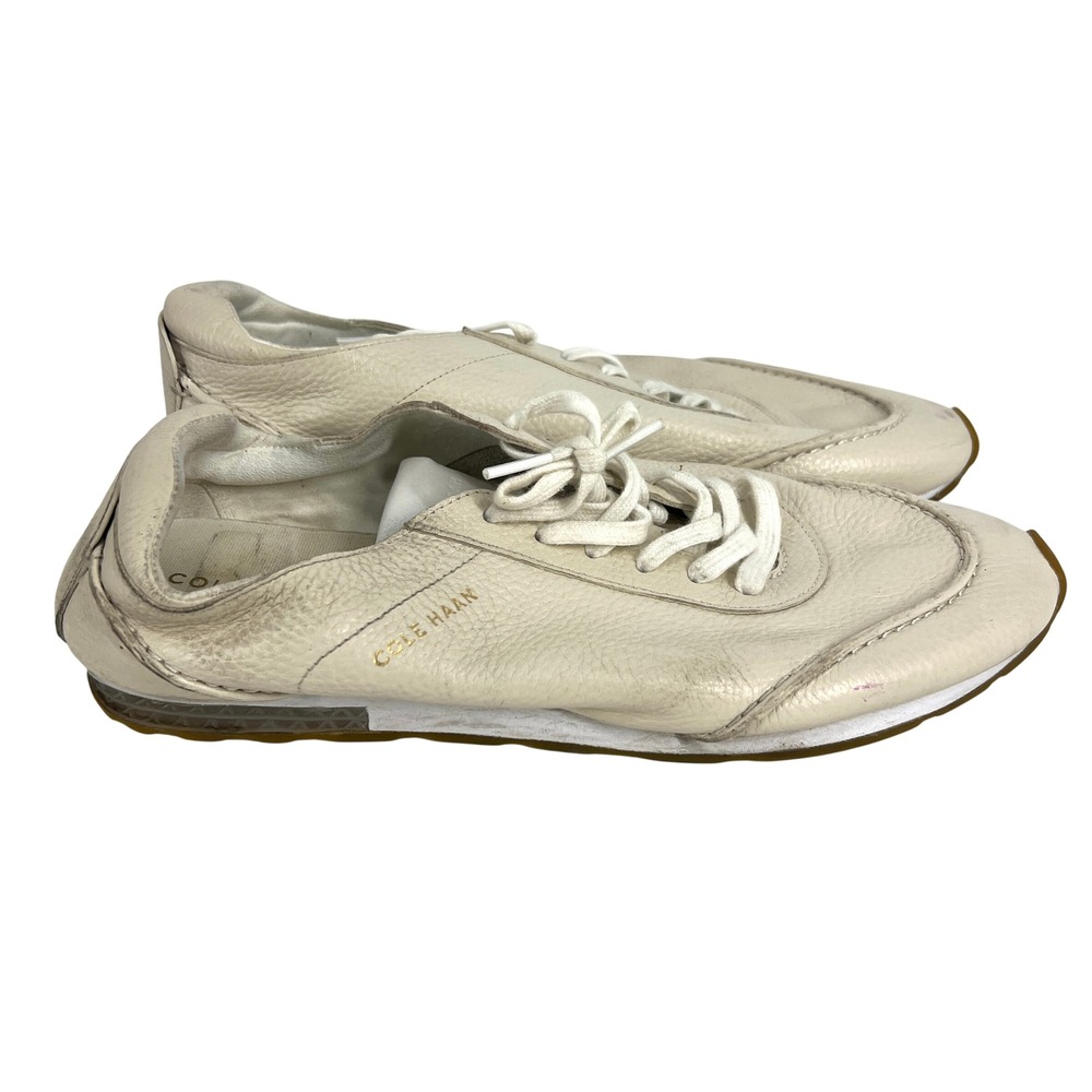 Cole Haan Grand Crosscourt Cream Pebbled Leather Sneakers W34726 Womens 8.5 B
